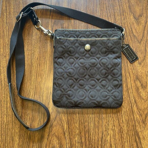COACH Gramercy Black Crossbody Bag Purse 42974 Signature C Pattern Fabric - Picture 1 of 12